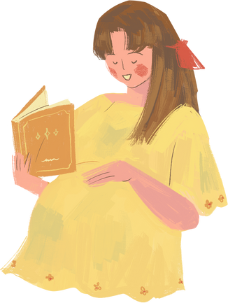 Painted Handdrawn Mom Reading